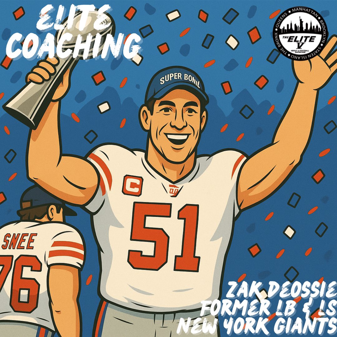Elite V Showcase (@elitevshowcase) on Twitter photo Elite V Elite Coaching: 2x Super Bowl Champion and 2x Pro Bowler <a href="/zdeossie/">Zak DeOssie</a> will be working with the best Linebackers in NYC on May 17th! We couldn't be more excited to have this Giants legend on staff.
Invites are out now - be sure to register ASAP to secure your spot!
#elitev Elite V Elite Coaching: 2x Super Bowl Champion and 2x Pro Bowler <a href="/zdeossie/">Zak DeOssie</a> will be working with the best Linebackers in NYC on May 17th! We couldn't be more excited to have this Giants legend on staff.
Invites are out now - be sure to register ASAP to secure your spot!
#elitev