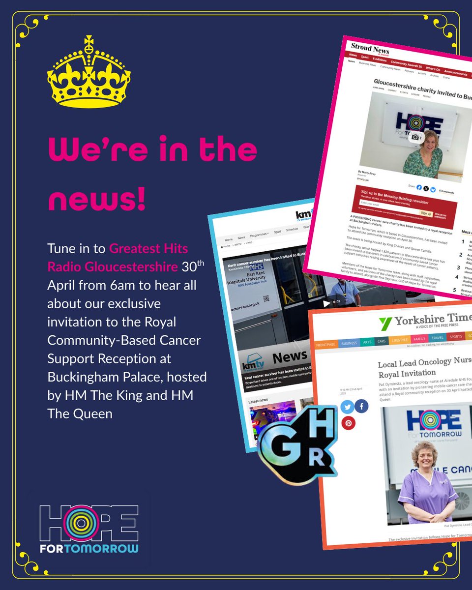 Hope for Tomorrow (@hftcharity) on Twitter photo We’re proud our #Royal invitation has been featured in <a href="/stroudnews/">Stroud News & Journal</a>!
As the world’s first provider of #mobilecancercare units, this recognition highlights our mission to bring treatment closer to patients.
Read more 👉 stroudnewsandjournal.co.uk/news/25106298.…
#CancerCare #GiveBack We’re proud our #Royal invitation has been featured in <a href="/stroudnews/">Stroud News & Journal</a>!
As the world’s first provider of #mobilecancercare units, this recognition highlights our mission to bring treatment closer to patients.
Read more 👉 stroudnewsandjournal.co.uk/news/25106298.…
#CancerCare #GiveBack