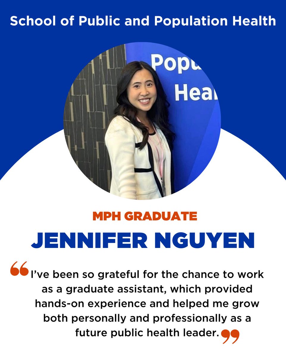 Congratulations to MPH Graduate Jennifer Nguyen! 

Jennifer's advice for students is "to take full advantage of SPPH resources—especially the amazing faculty and events. These resources are incredibly valuable for building connections and setting a foundation for your career.