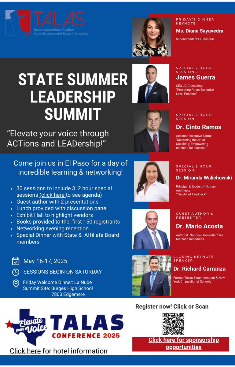 Catherine Kennedy (@catherinedoc12) on Twitter photo The TALAS Leadership Summit is just around the corner. Our Friday night session is SOLD OUT but we still have a spot waiting for you on Saturday May 17, 2025.
Sign up on our website at talasedu.org. <a href="/TALAS_EPTX/">TALAS_EPTX</a> The TALAS Leadership Summit is just around the corner. Our Friday night session is SOLD OUT but we still have a spot waiting for you on Saturday May 17, 2025.
Sign up on our website at talasedu.org. <a href="/TALAS_EPTX/">TALAS_EPTX</a>