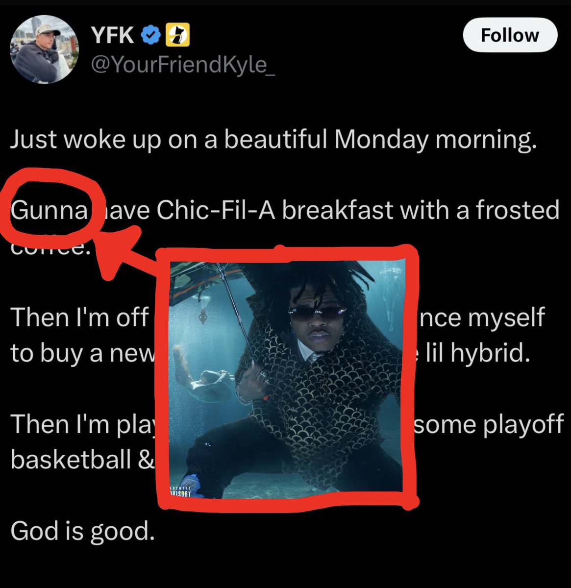 AkimboDuck's tweet photo. @YourFriendKyle_ 👀👀👀 YFK x Gunna coming soon?? 😯😯🔥🔥 https://t.co/yNj5ab5umK