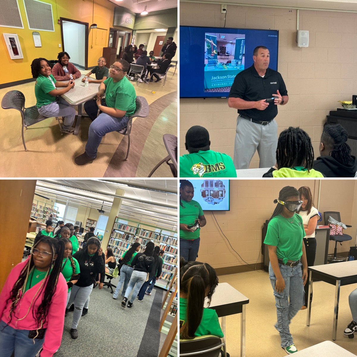 GEAR UP took multiple trips today with 7th grade students to tour Jackson State Community College. Students got to participate in a criminal justice real-life simulation, nursing simulation, and see the library!