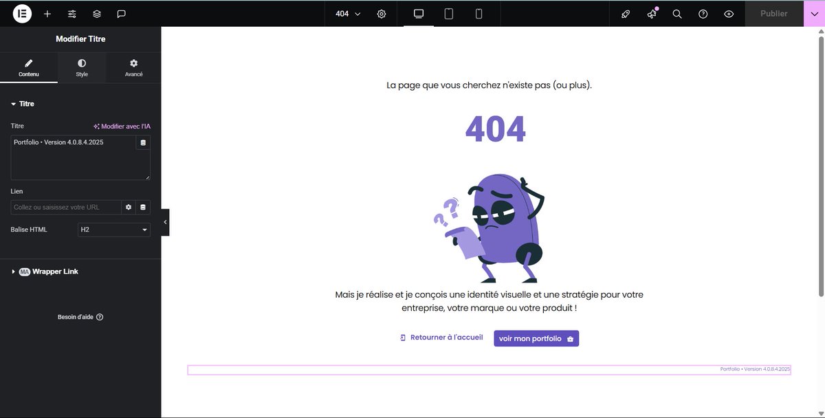 Jour 2 • Développement de la version 4.8.4.2025 de mon portfolio web 

Une page d'erreur 404 est la page web qui s'affiche lorsque la page est inaccessible : elle n'existe pas ou plus, ou elle est indisponible.