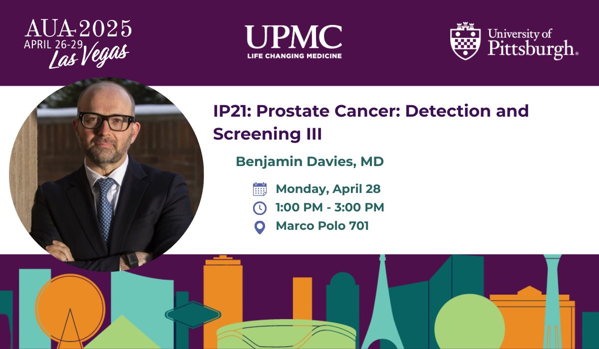 UPMC Urology (@upmcurology) on Twitter photo Coming up at 1:00PM, Dr. <a href="/daviesbj/">Benjamin J. Davies MD</a> will be presenting at the Prostate Cancer: Detection and Screening III session in Marco Polo 701. #AUA25 Coming up at 1:00PM, Dr. <a href="/daviesbj/">Benjamin J. Davies MD</a> will be presenting at the Prostate Cancer: Detection and Screening III session in Marco Polo 701. #AUA25
