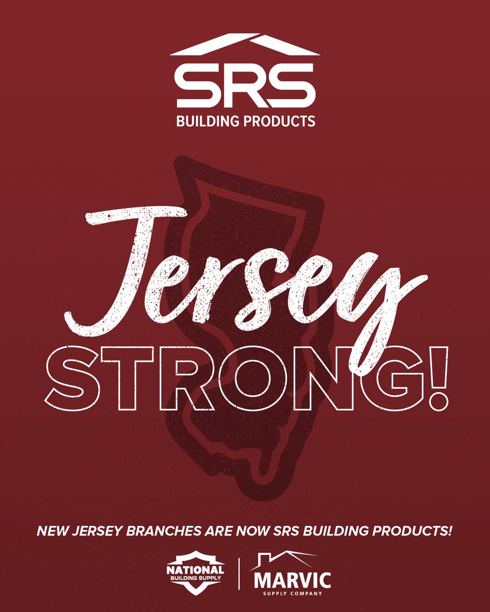 💪 Hey, Jersey! We're officially Jersey Strong with the rebranding of our locations to SRS Building Products in the Garden State. Discover high-performance building products.

👉 Find a Branch: hubs.ly/Q03k3hXG0 

#SRSDistribution #SRSBuildingProducts #SRSDelivers