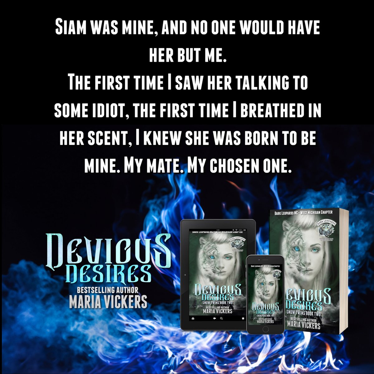 Devious Desires by <a href="/mvauthor/">Author Maria Vickers</a> is LIVE! The final installment to the Snow Twins duet is here and only 99 cents for a limited time! Can Siam and Fang find their way to each other? #availablenow #oneclick #darkleopardsmc #deviousdesires
bookgoodies.com/a/B0DYNS41XP