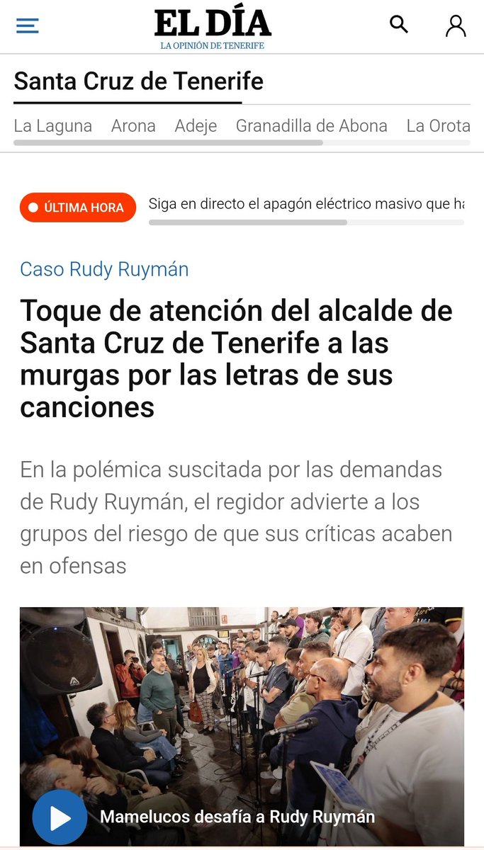 Señor alcalde <a href="/BermudezSCT/">José Manuel Bermúdez</a>
Sabemos que le encanta todo lo dictatorial (véase el Monumento a Franco) pero la censura acabó hace muchos años.
Déjese de defender a "presuntos" fachaguanches y ocúpese de Santa Cruz que la tiene abandonada, al menos hasta 2027 que lleguemos nosotras.