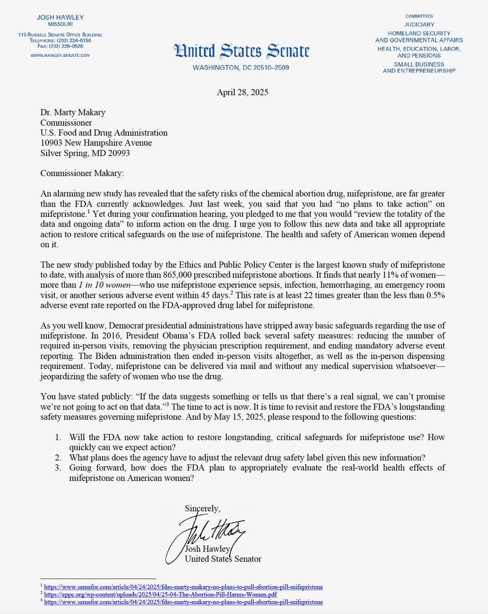 I’m calling on the FDA to reinstate safety regulations on the chemical abortion drug immediately. New data out today show a massive number of severe medical side effects
