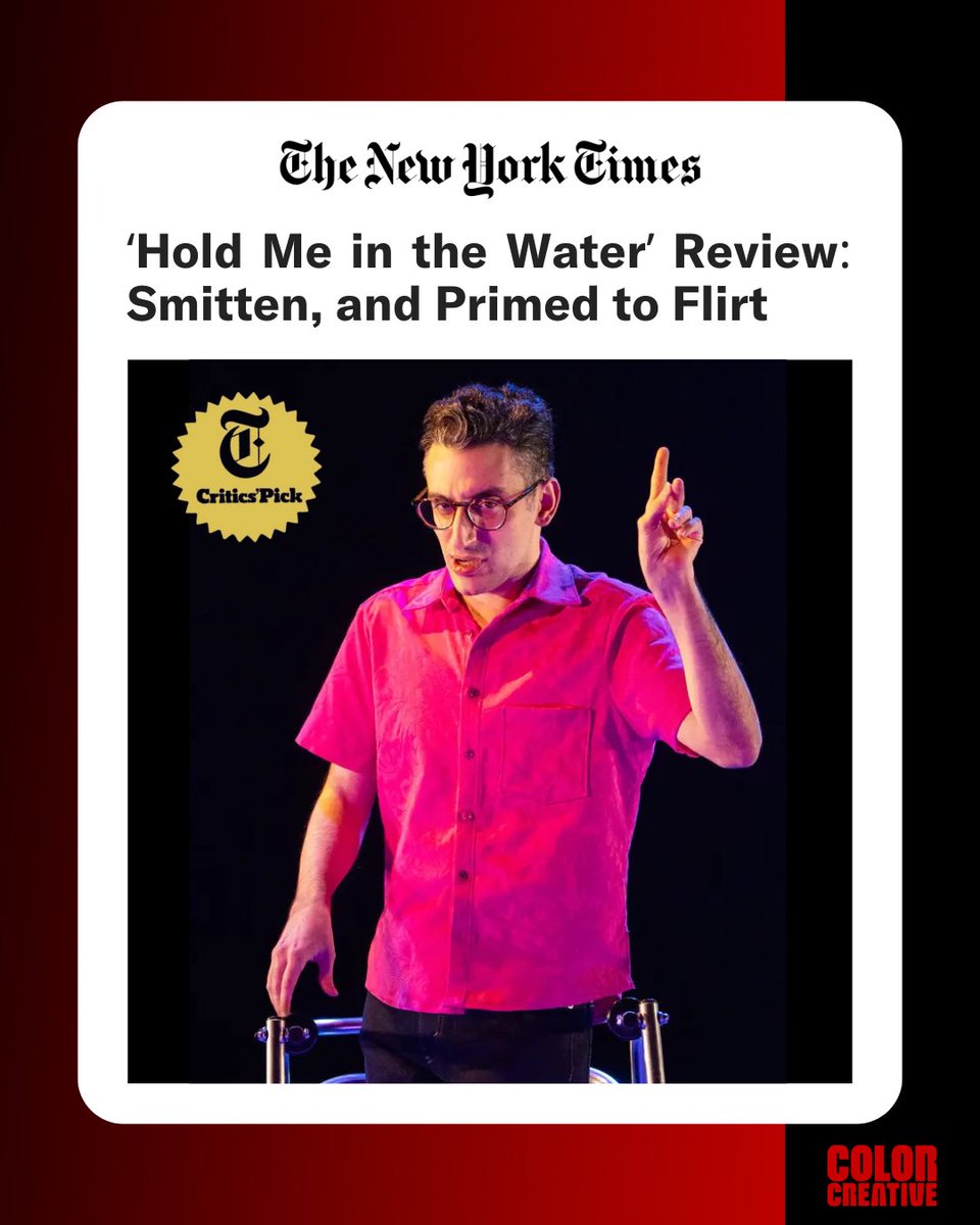 CoCreMgmt's tweet photo. "Hold Me in the Water," written and performed by #ColorCreative Client @RyanJHaddad, was chosen as a @nytimes Critic's Pick! 👏🏾 Tickets are on sale until May 7th - get yours today!

https://t.co/WyCjxikW2n https://t.co/lpgP6eYbzv