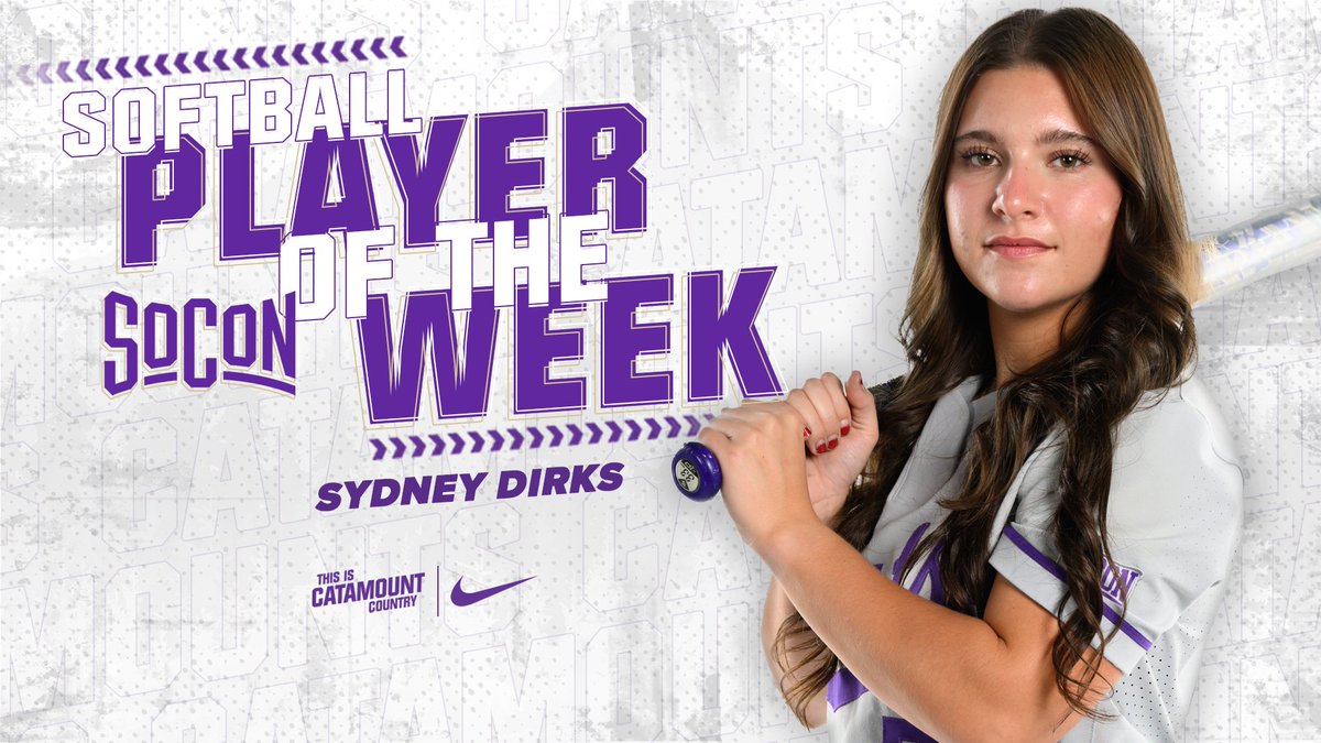 CatamountSB's tweet photo. . @catamounts sophomore Sydney Dirks was named @SoConSports Softball Player of the Week after posting a .700 (7-for-10) performance at the dish with two homers. Check out the details from today's award.

🔗- https://t.co/KxJ3xX8i6S

#CatamountCountry | #WheeAreOne | #Team20 https://t.co/wkX9wy3yNP