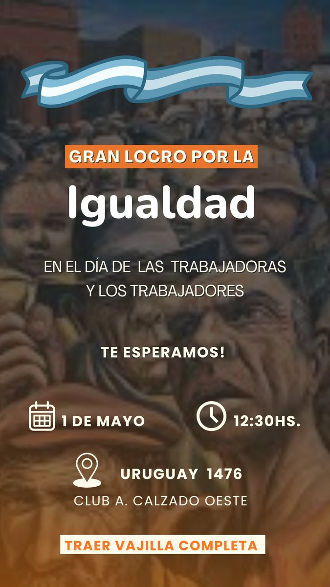 rgiustiniani's tweet photo. En el día de las y los trabajadores te esperamos en el "Gran locro por la Igualdad"!!! No te lo pierdas!!! https://t.co/4T7R1c5rjy