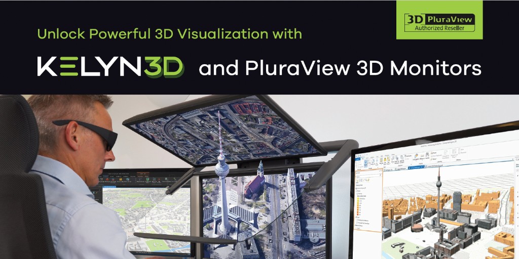 Under KELYN3D, our PluraView 3D monitors deliver 4K (UHD) resolution per monitor and stereo
channel, and unmatched ease-of-use and comfort for
viewing, analysis and editing of 3D content. Learn more at kelyn3d.com