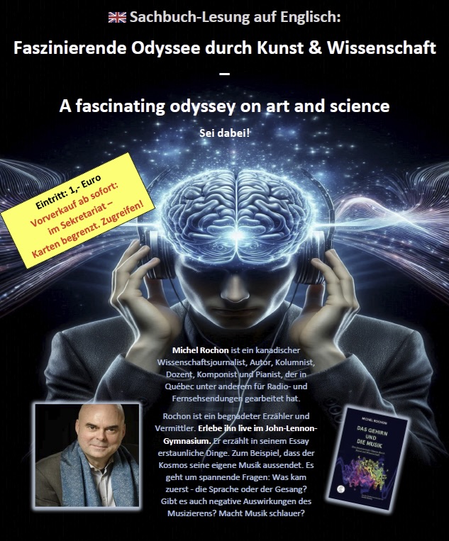 Yoko Ono a dit oui à cette école secondaire, la seule au monde. C'est donc avec plaisir que je vais donner ma conférence-concert sur le cerveau et la musique au John-Lennon-Gymnasium de Berlin le 7 mai.