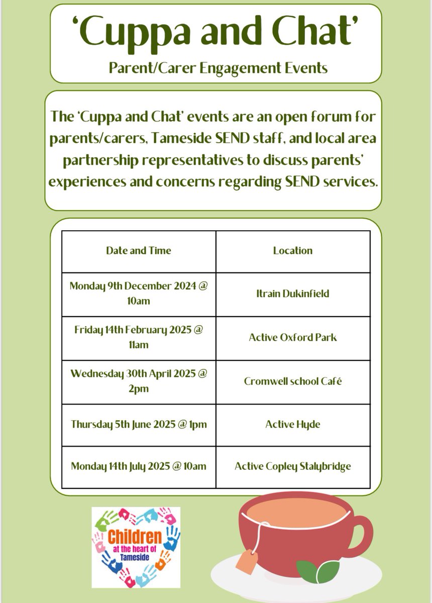 If you have a child with Special Educational Needs you may want to pop along to one of these events.