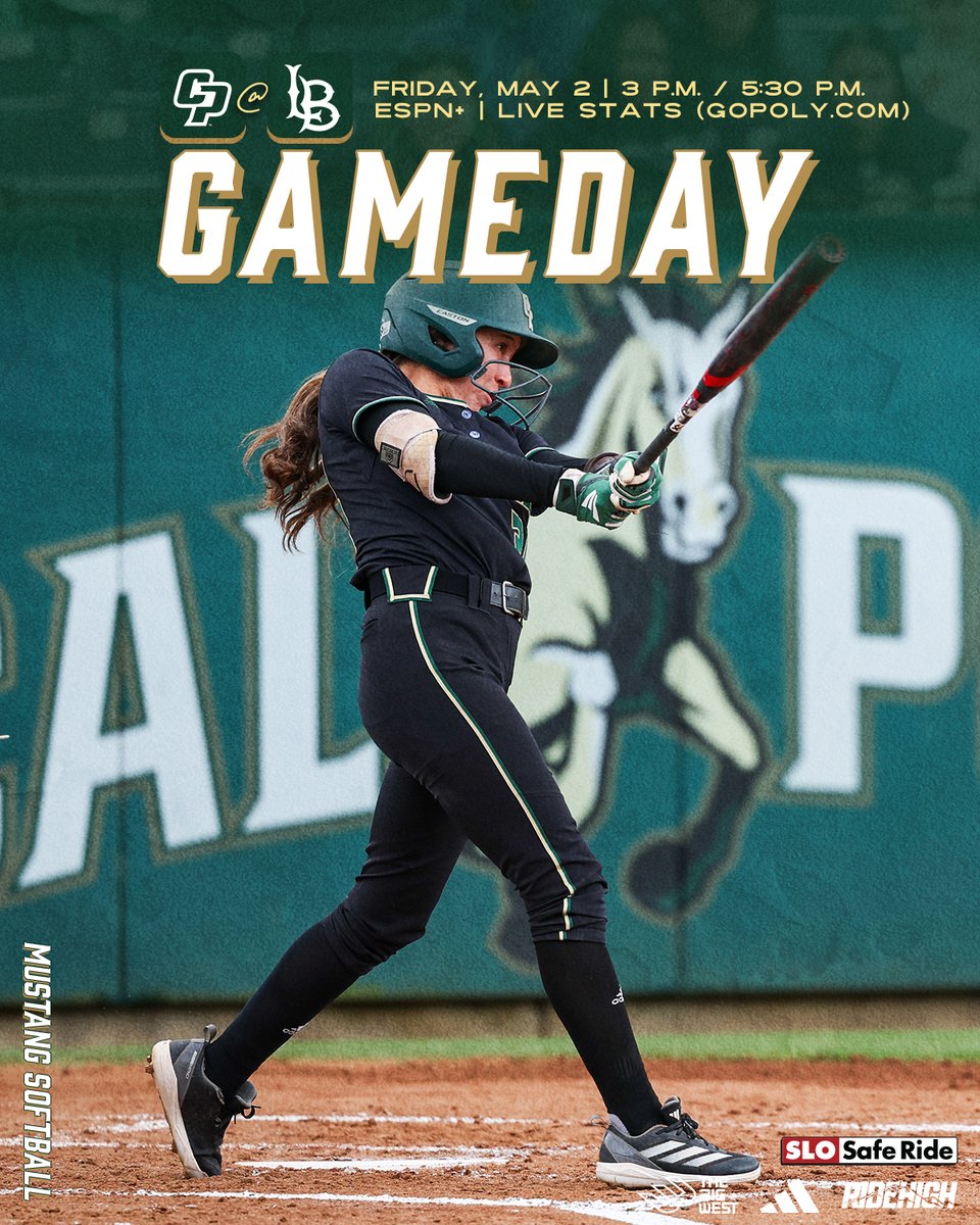 Cal Poly Softball (@calpolysoftball) on Twitter photo Gameday! Cal Poly opens its final series of 2025, visiting Long Beach State for a 3 p.m. doubleheader on ESPN+.
#RideHigh
🆚<a href="/LBSUSoftball/">LBSU Softball</a>
📍Long Beach, CA
🕒3 p.m. | 5:30 p.m.
📊stats.statbroadcast.com/broadcast/?id=…
📺espn.com/espnplus/playe… Gameday! Cal Poly opens its final series of 2025, visiting Long Beach State for a 3 p.m. doubleheader on ESPN+.
#RideHigh
🆚<a href="/LBSUSoftball/">LBSU Softball</a>
📍Long Beach, CA
🕒3 p.m. | 5:30 p.m.
📊stats.statbroadcast.com/broadcast/?id=…
📺espn.com/espnplus/playe…