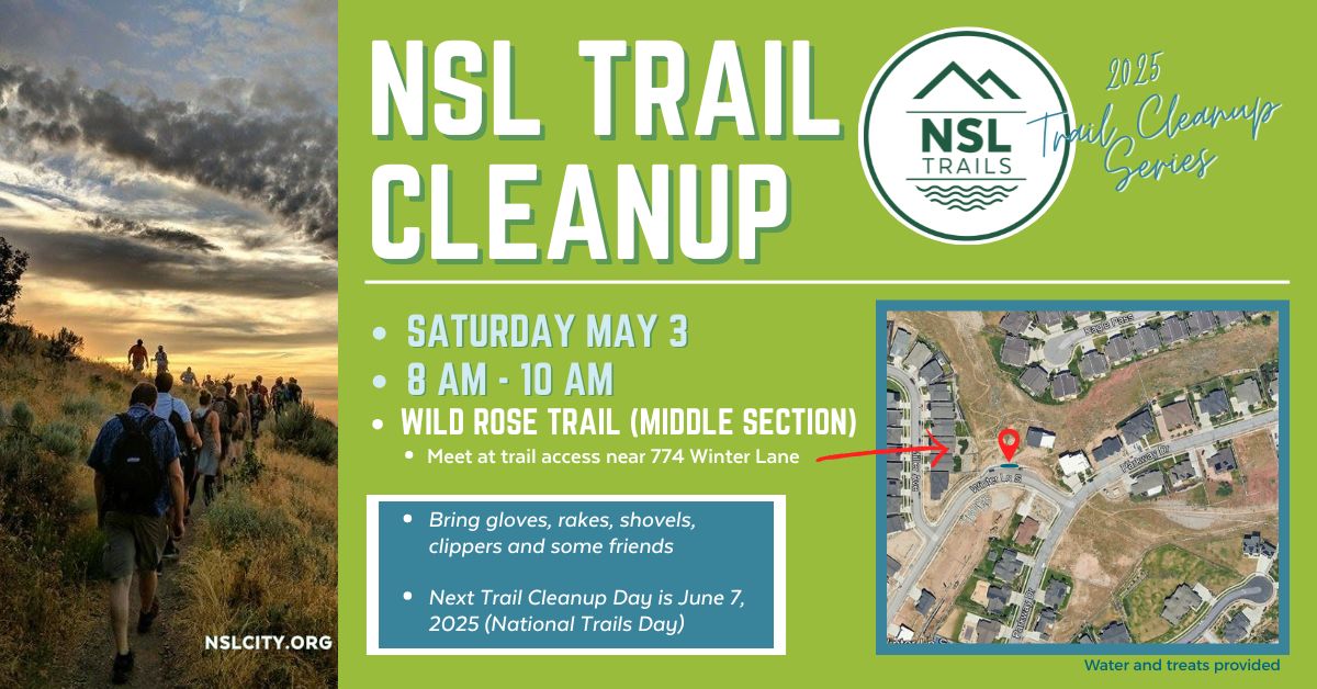 Sat. May 3- Join #NSLTrails as we give some much needed attention to the middle section of Wild Rose Trail. Meet at trail access 774 Winter Ln (NSL) 8am. Bring gloves, rakes, shovels, etc. &amp; we'll chip in the water and treats! See you Saturday! nslcity.org/1063/Trails-an…