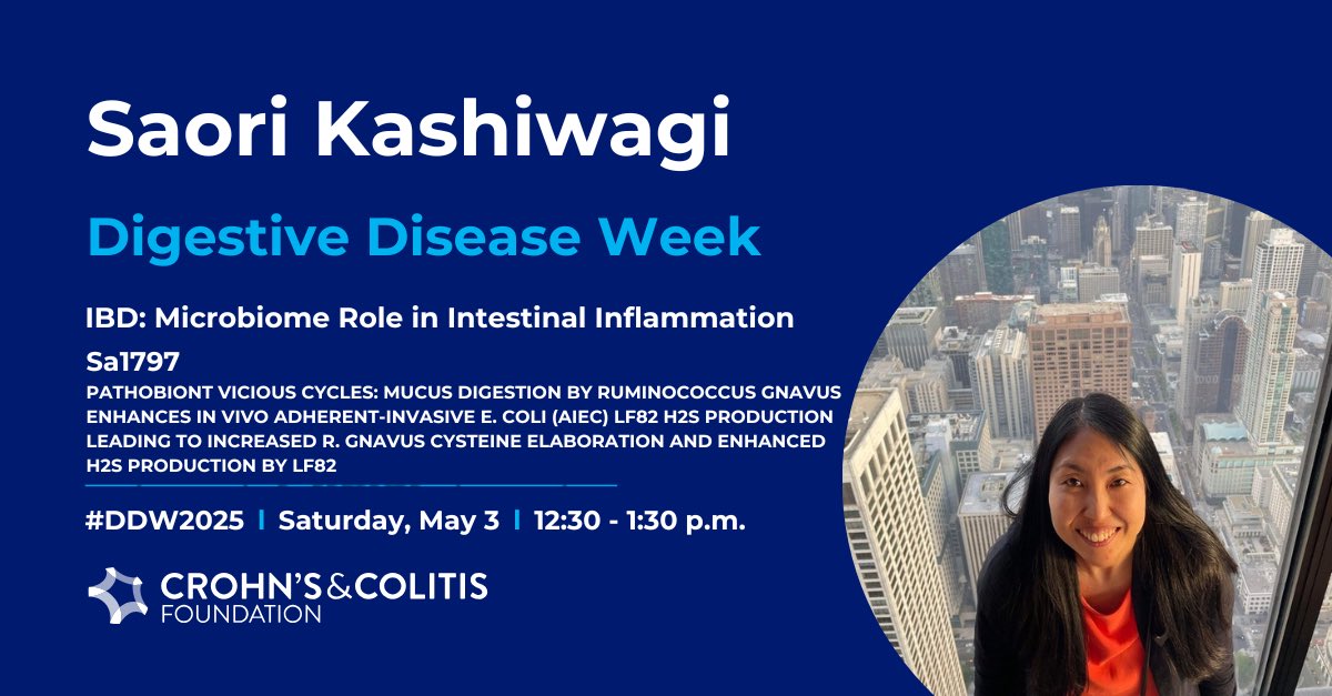 It’s almost there!
I’m excited to present my work at #DDW2025 supported by Crohn's &amp; Colitis Foundation.
If you’re interested in bacterial interactions and/or how H2S affect to bacteria, come to my poster and let’s have a discussion🦠
#CrohnsColitisFn