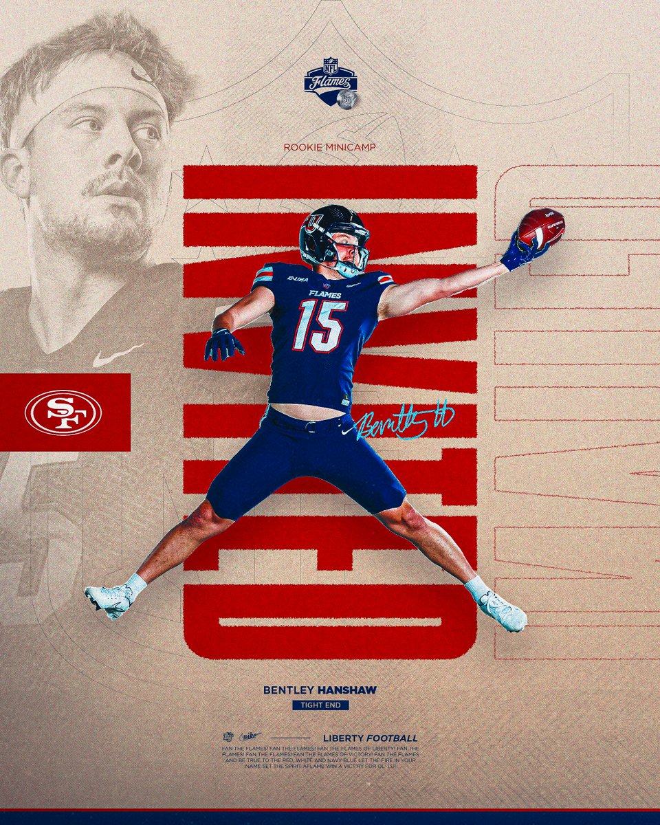 Liberty Football (@libertyfootball) on Twitter photo Bay bound π
<a href="/BentleyHanshaw/">Bentley Hanshaw</a> has accepted a rookie minicamp invitation from the <a href="/49ers/">San Francisco 49ers</a>.
#FTTB Bay bound π
<a href="/BentleyHanshaw/">Bentley Hanshaw</a> has accepted a rookie minicamp invitation from the <a href="/49ers/">San Francisco 49ers</a>.
#FTTB