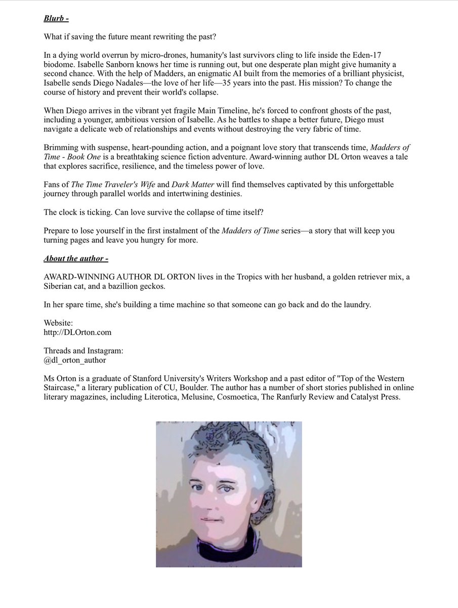 MiriamLSmith3's tweet photo. #AMothersMusingsSunderland #AMakemMothersMusings #BookReview #TimeTravellingFiction #DLOrton #AdPr #ScienceFiction #DystopianThriller
It was a pleasure to read & review DL Orton’s ‘Madders of Time - Book One’ #Hive courtesy of @The_WriteReads
Read my thoughts and more below👇 https://t.co/nfKQioCEeY