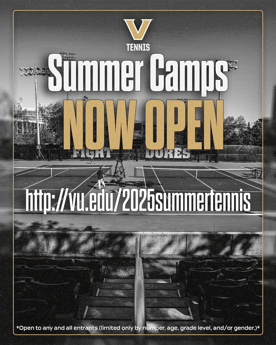 VandyMTennis's tweet image. All of our summer camps are now welcoming advanced entrants 👀
REGISTER NOW WHILE SPOTS ARE AVAILABLE‼️ Limited number left ⏳
🔗 vu.edu/2025summertenn…
#FightDores ⬇️⚓️
