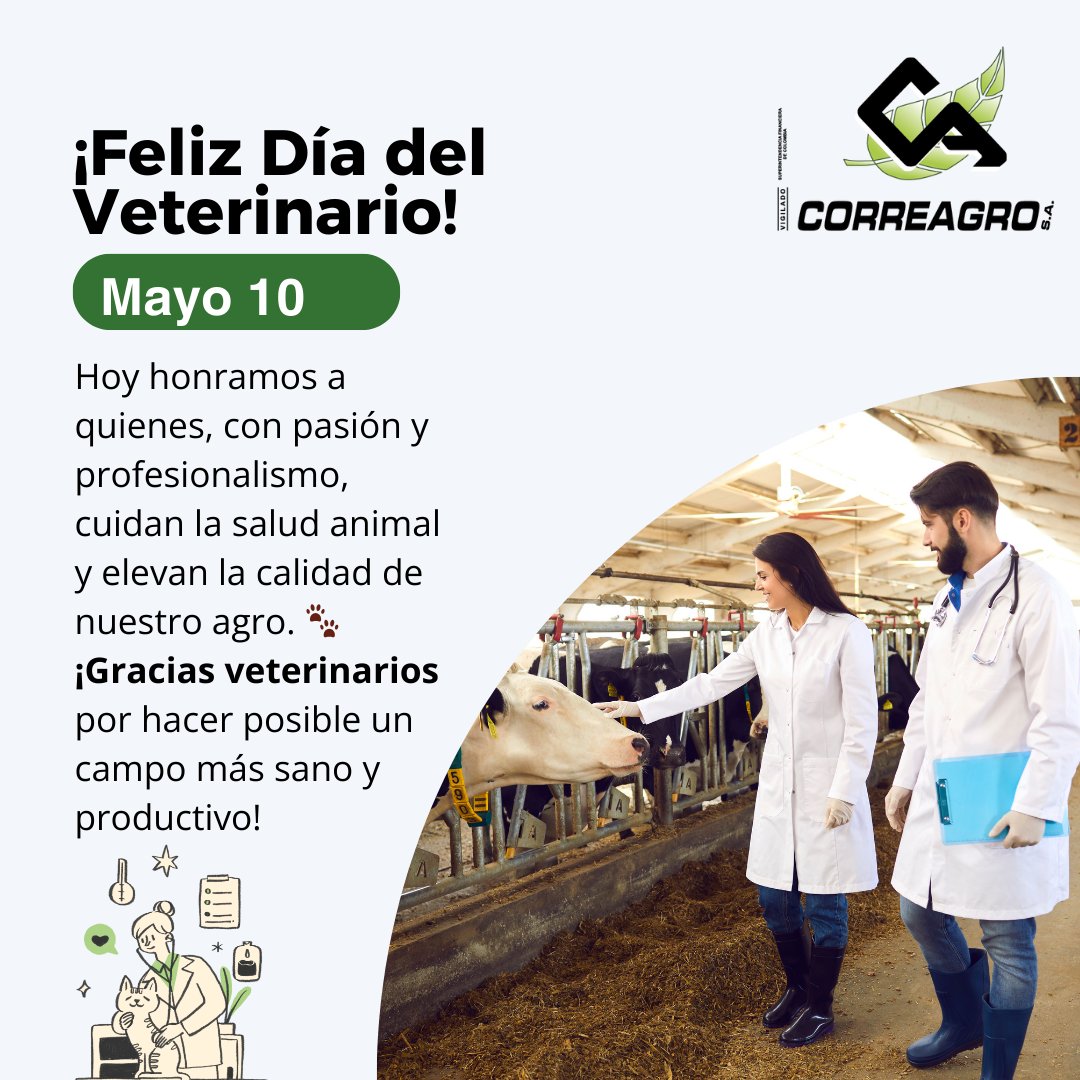 🎉 ¡Feliz Día del Veterinario! 🐾
Gracias por velar por la salud animal y fortalecer nuestro agro con su dedicación y profesionalismo.

#Correagro #DíaDelVeterinario #BienestarAnimal