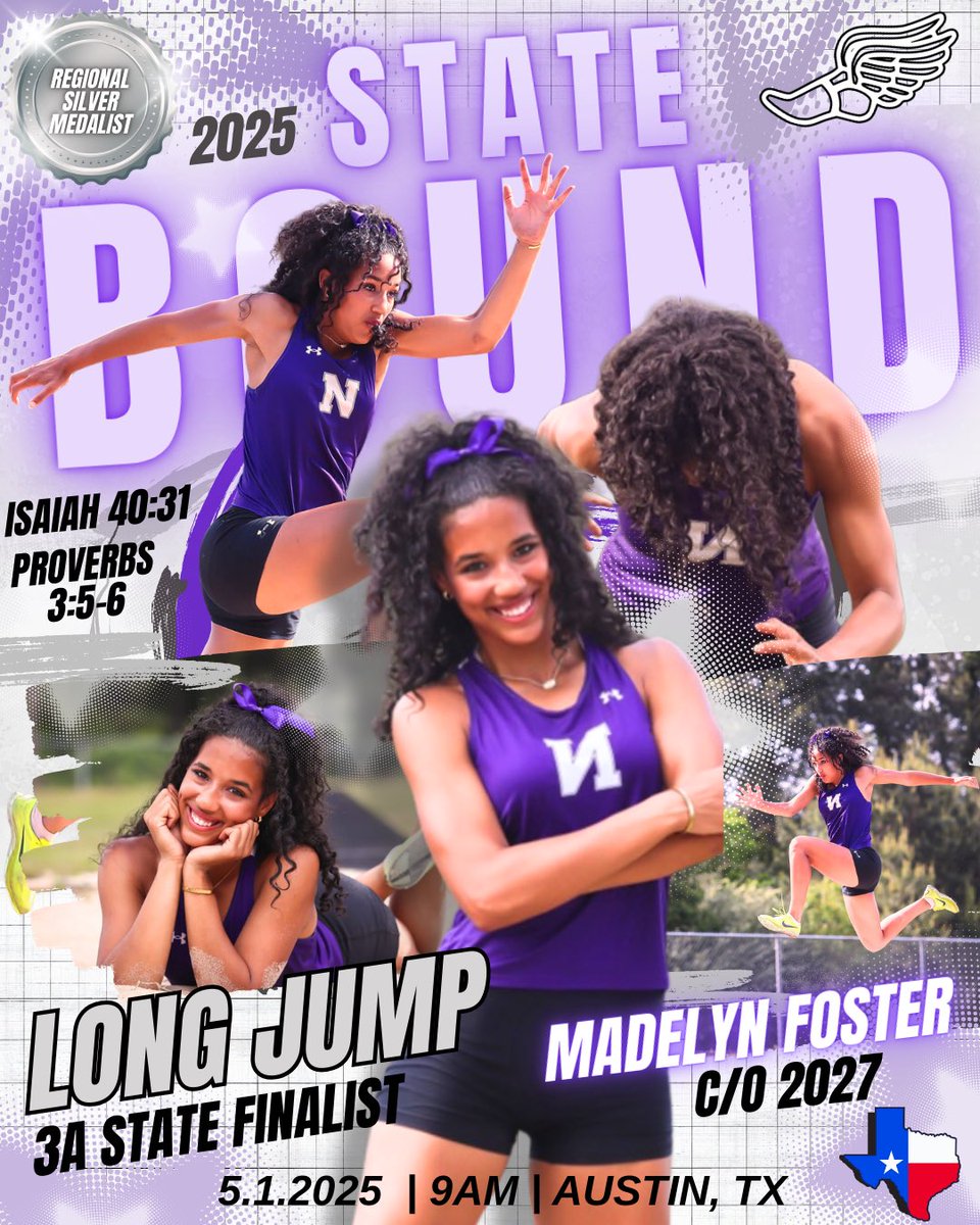 _MadelynFoster's tweet photo. 3A STATE QUALIFIER!  
#trackandfield #longjump #regionalmedalist #statebound #classof2027 #championship https://t.co/RPiFIdyUgx