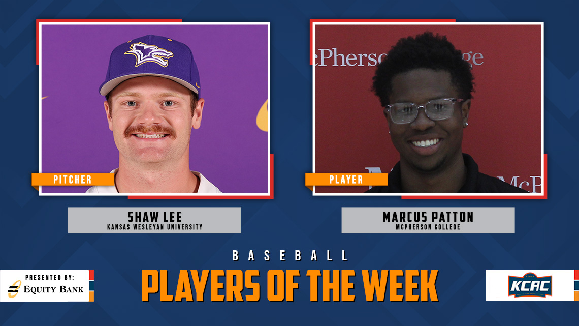 Kansas Collegiate Athletic Conference (@kcacsports) on Twitter photo Shaw Lee of <a href="/kwucoyotes/">Kansas Wesleyan Coyotes</a> and Marcus Patton of <a href="/MAC_Bulldogs/">McPherson Athletics</a> Earn KCAC Baseball Weekly Honors, presented by <a href="/EQUITYBANK/">Equity Bank</a>! #KCACbsb #LetsBuildEquity #LetsBuildLeaders
kcacsports.com/news/2025/4/25…
<a href="/NAIA/">NAIA</a> <a href="/NAIABall/">NAIA Ball</a> Shaw Lee of <a href="/kwucoyotes/">Kansas Wesleyan Coyotes</a> and Marcus Patton of <a href="/MAC_Bulldogs/">McPherson Athletics</a> Earn KCAC Baseball Weekly Honors, presented by <a href="/EQUITYBANK/">Equity Bank</a>! #KCACbsb #LetsBuildEquity #LetsBuildLeaders
kcacsports.com/news/2025/4/25…
<a href="/NAIA/">NAIA</a> <a href="/NAIABall/">NAIA Ball</a>