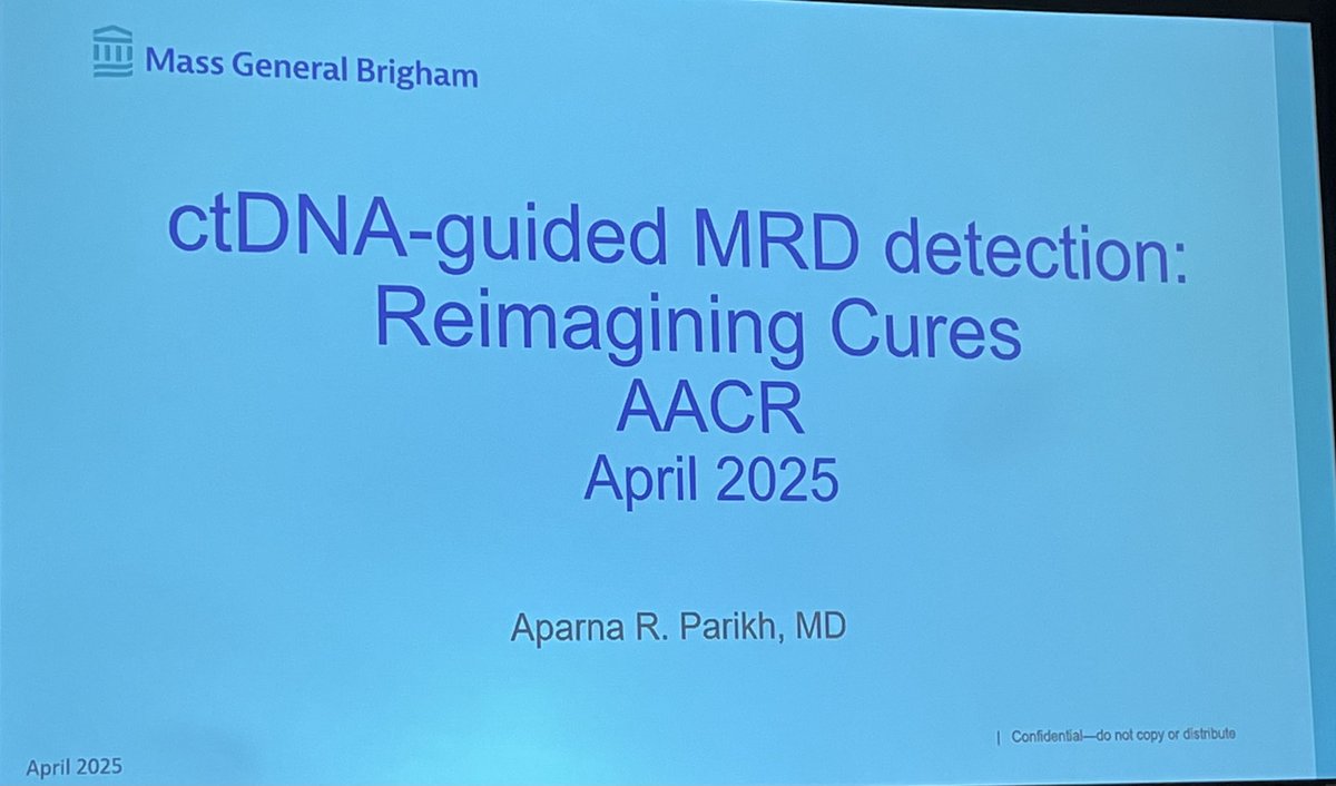Elad Sharon (@eladsharonmd) on Twitter photo Listening to <a href="/aparna1024/">Aparna Raj Parikh</a> from <a href="/MGHCancerCenter/">Mass General Cancer Center</a> & <a href="/harvardmed/">Harvard Medical School</a> talking about using minimal residual disease here @aacr annual meeting (#AACR2025) using circulating tumor DNA in Room S406! Come here the most exciting session of the meeting!! Listening to <a href="/aparna1024/">Aparna Raj Parikh</a> from <a href="/MGHCancerCenter/">Mass General Cancer Center</a> & <a href="/harvardmed/">Harvard Medical School</a> talking about using minimal residual disease here @aacr annual meeting (#AACR2025) using circulating tumor DNA in Room S406! Come here the most exciting session of the meeting!!