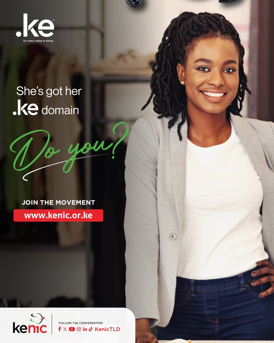She had a dream and made it real with a .KE domain. 
Local presence with global reach. She's got her game on play. 
Get your .KE domain and get ready for fast growth, robust identity and wide reach.
Call us at +254 702 693 515 to get started.
#DotKE