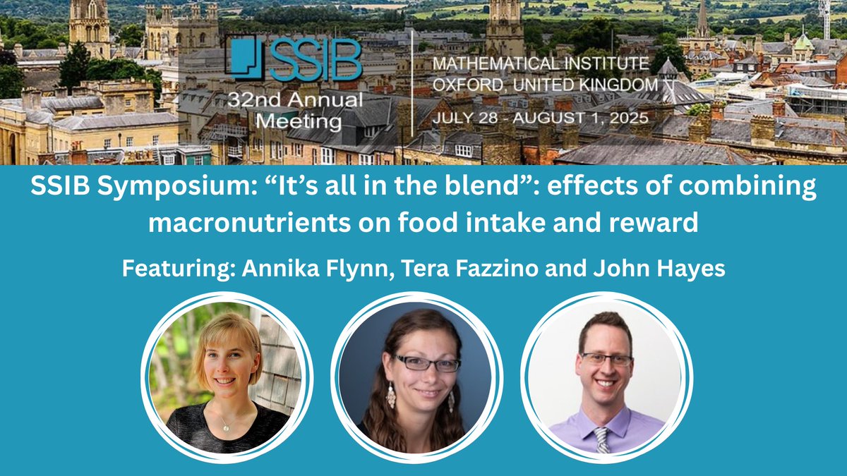 “It’s All in the Blend”: Effects of Combining Macronutrients on Food Intake and Reward

hear the latest from:
 Annika Flynn ·  Tera Fazzino ·  John Hayes
🗓️ July 28–Aug 1 · 📍Oxford
👉 Register: ssib.org/2025/registrat…
#SSIB2025