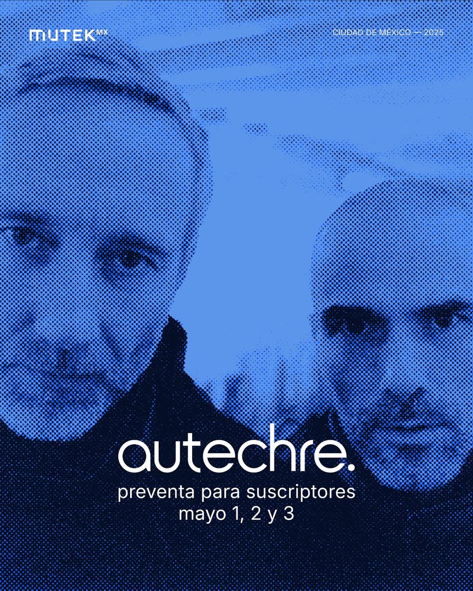 Me Hace Ruido (@mehaceruido) on Twitter photo Habrá una preventa especial del 1º al 3 de mayo para el concierto de <a href="/autechre/">autechre</a> en <a href="/MUTEKMX/">MUTEK México</a> este próximo 12 de octubre si te suscribes en este enlace eepurl.com/izjF1I Habrá una preventa especial del 1º al 3 de mayo para el concierto de <a href="/autechre/">autechre</a> en <a href="/MUTEKMX/">MUTEK México</a> este próximo 12 de octubre si te suscribes en este enlace eepurl.com/izjF1I