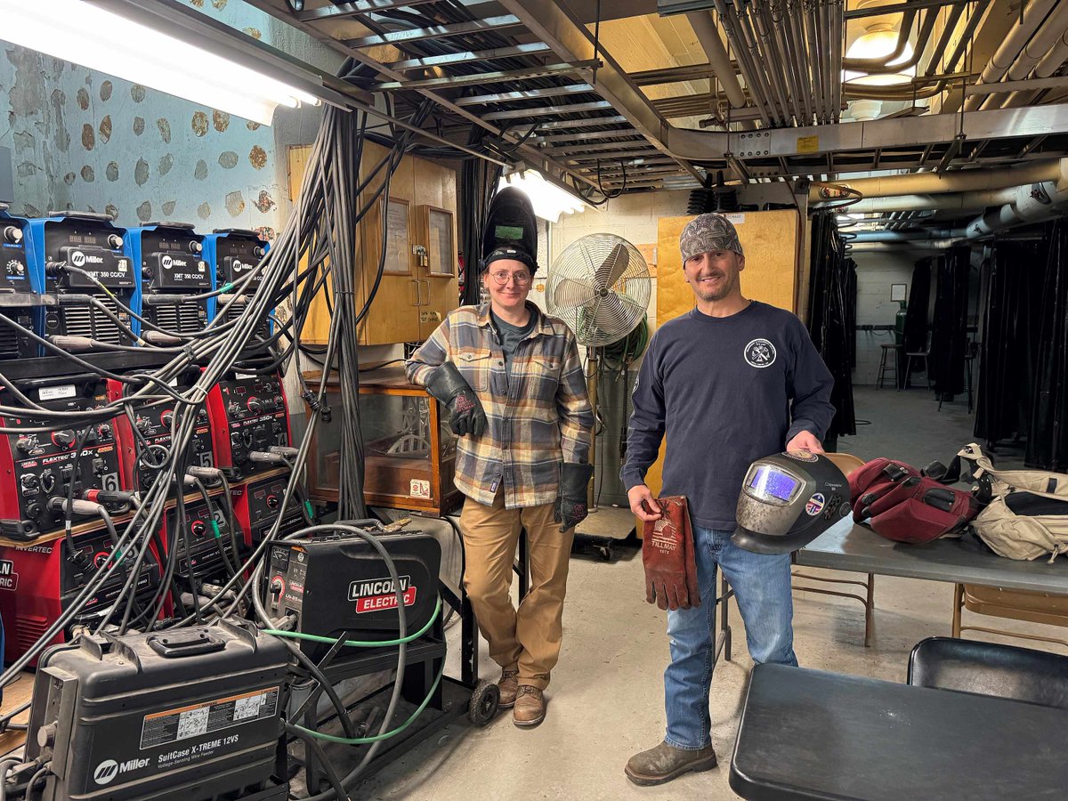 April is National Welding Month! Here at the CTC, welding is a critical part of our curriculum. Here's a photo featuring instructors Vinny Mattera and Erika Miner. Shoutout to our other certified welding instructors, Marc Taylor and Kjell Pettersen!
 #nycdcctc #Carpenters  #union