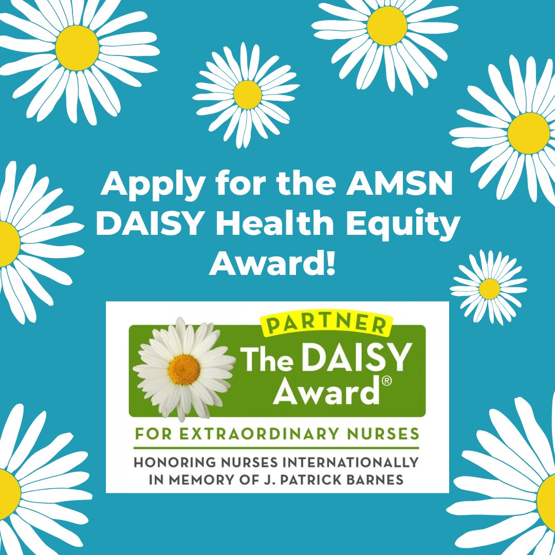 Apply today for the AMSN DAISY Health Equity Award! 🌼🏆This award recognizes medical-surgical nurses who are creating impactful change in health equity and addressing care disparities. Submissions close Tuesday, May 13. Learn more about requirements here: hubs.la/Q03k6Kqt0