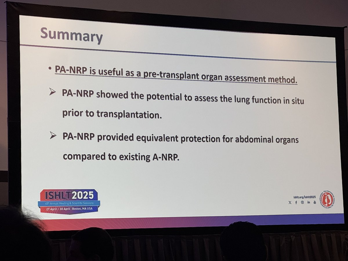 abribriesco43's tweet photo. #ISHLT2025 @ISHLT
Dr #Tanka from @okayama_uni presenting #porcine #preclinical model of #PA-#NRP for #DCD #LungTransplant
-in-situ assessment ?possible #EVLP alternative
@tssmn @AATSHQ @STS_CTsurgery @ctsnetorg @stephchangMD @EcmoNinja @CDemarest_MDPhD @FOAMecmo @ASAIO8 https://t.co/19hl0qLW4o