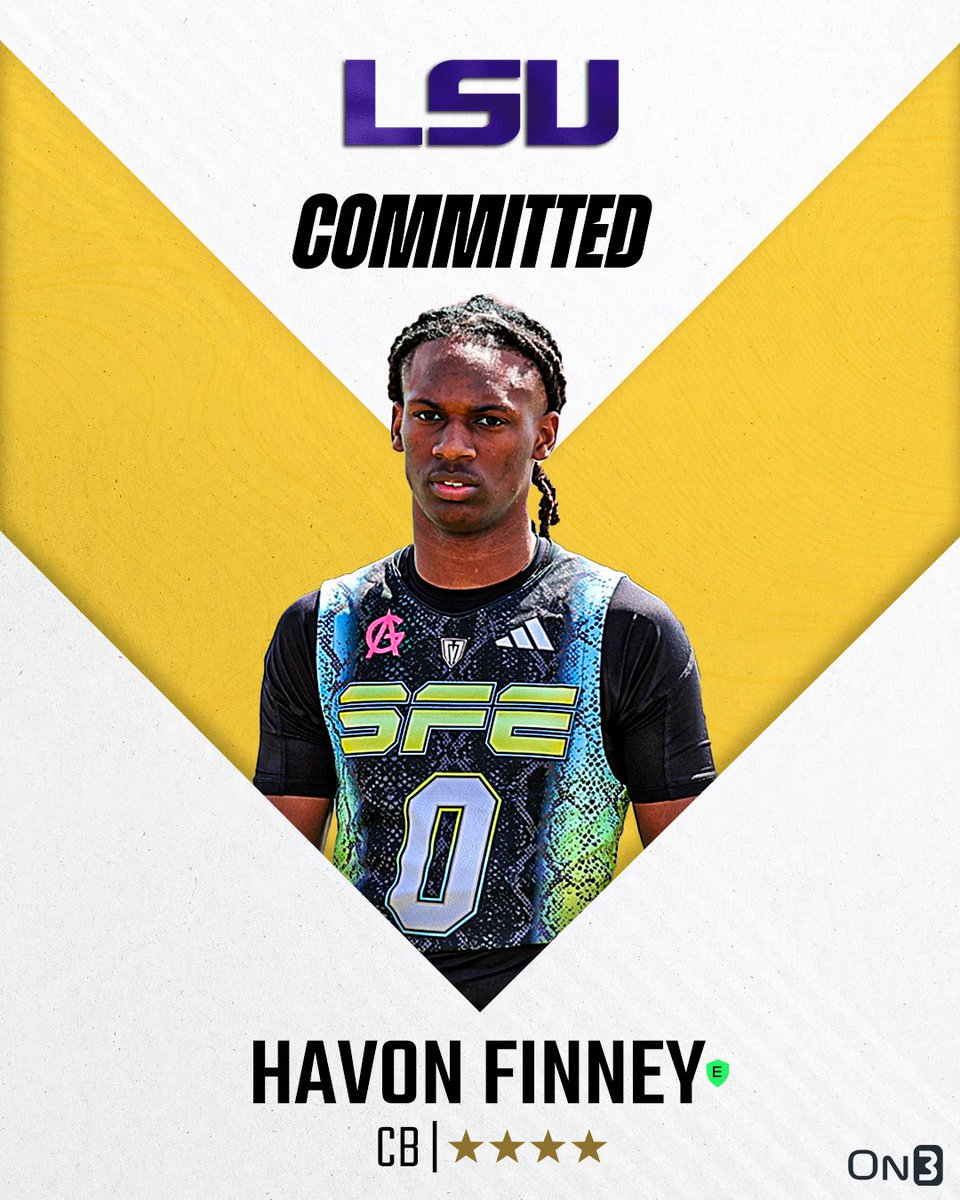 🚨BREAKING🚨 4-star CB Havon Finney has committed to LSU, <a href="/Hayesfawcett3/">Hayes Fawcett</a> reports🐯

Read: on3.com/news/lsu-footb…
