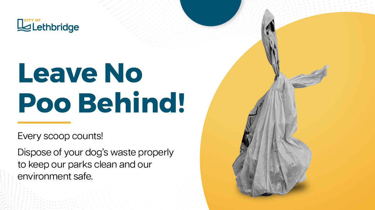 May is Dog Waste Awareness Month in Lethbridge! 🐾

Help keep parks clean &amp; safe by picking up after your dog. Join the Doggy Doo Doo Crew every Thursday in May for cleanups and look for white flags marking waste piles to raise awareness. 💩

More 👉 lethbridge.ca/news/posts/joi…

#yql