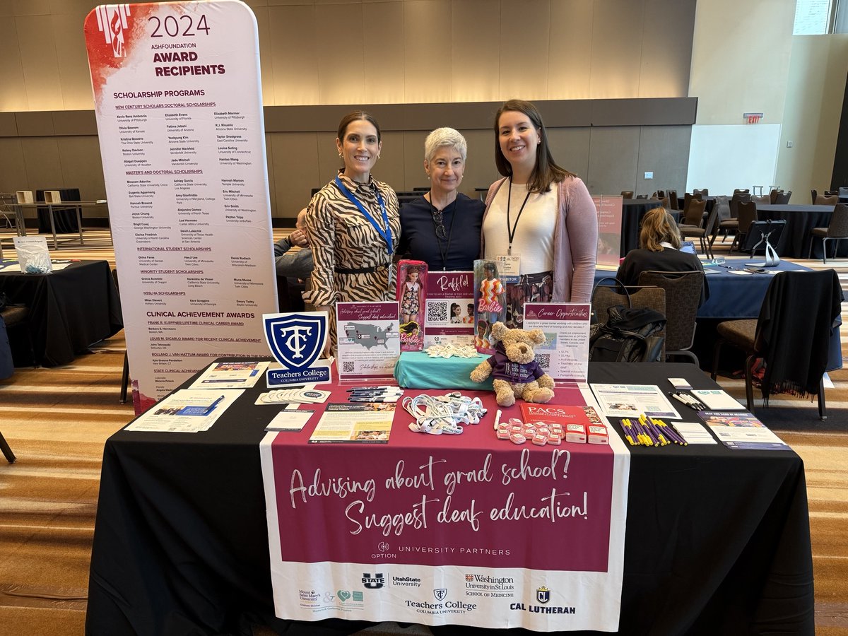 Dr. Casey Reimer, with colleagues from Teacher's College, Columbia University, attended the CAPCSD conference in Atlanta, GA to represent OPTION university partners. OPTION connects Listening and Spoken Language training programs, schools for the deaf, &amp; leaders. @capcsd_official