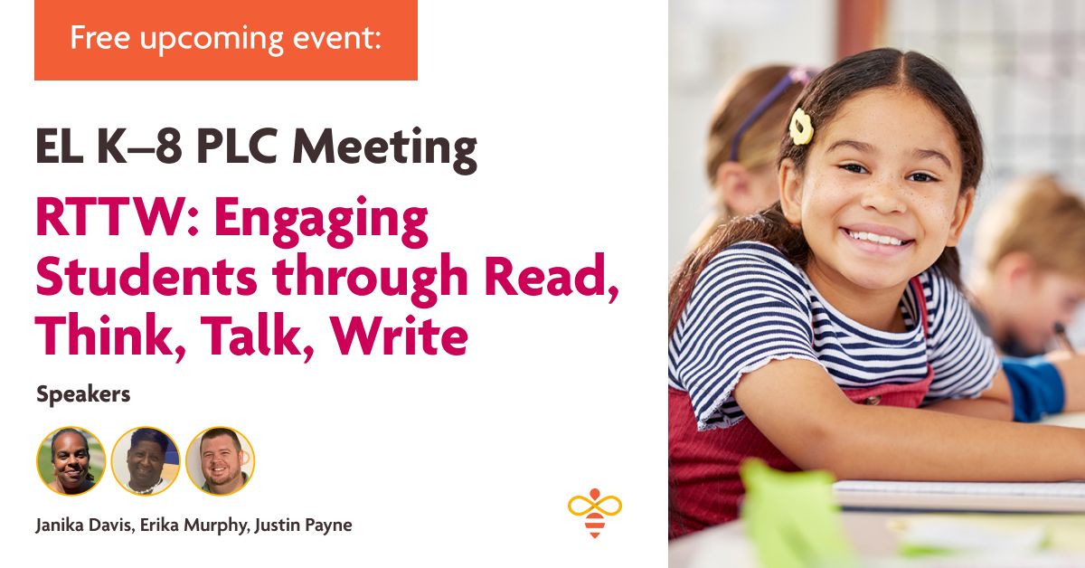 openupresources's tweet image. How do you keep your students engaged during @ELEducation&apos;s Read-Think-Talk-Write cycle? 👀

Join us tonight at 7:30 PM ET for an #OpenUpELA PLC to share strategies and learn together. Let&apos;s dive in and make reading and writing come alive for our students! bit.ly/4ir3zuo