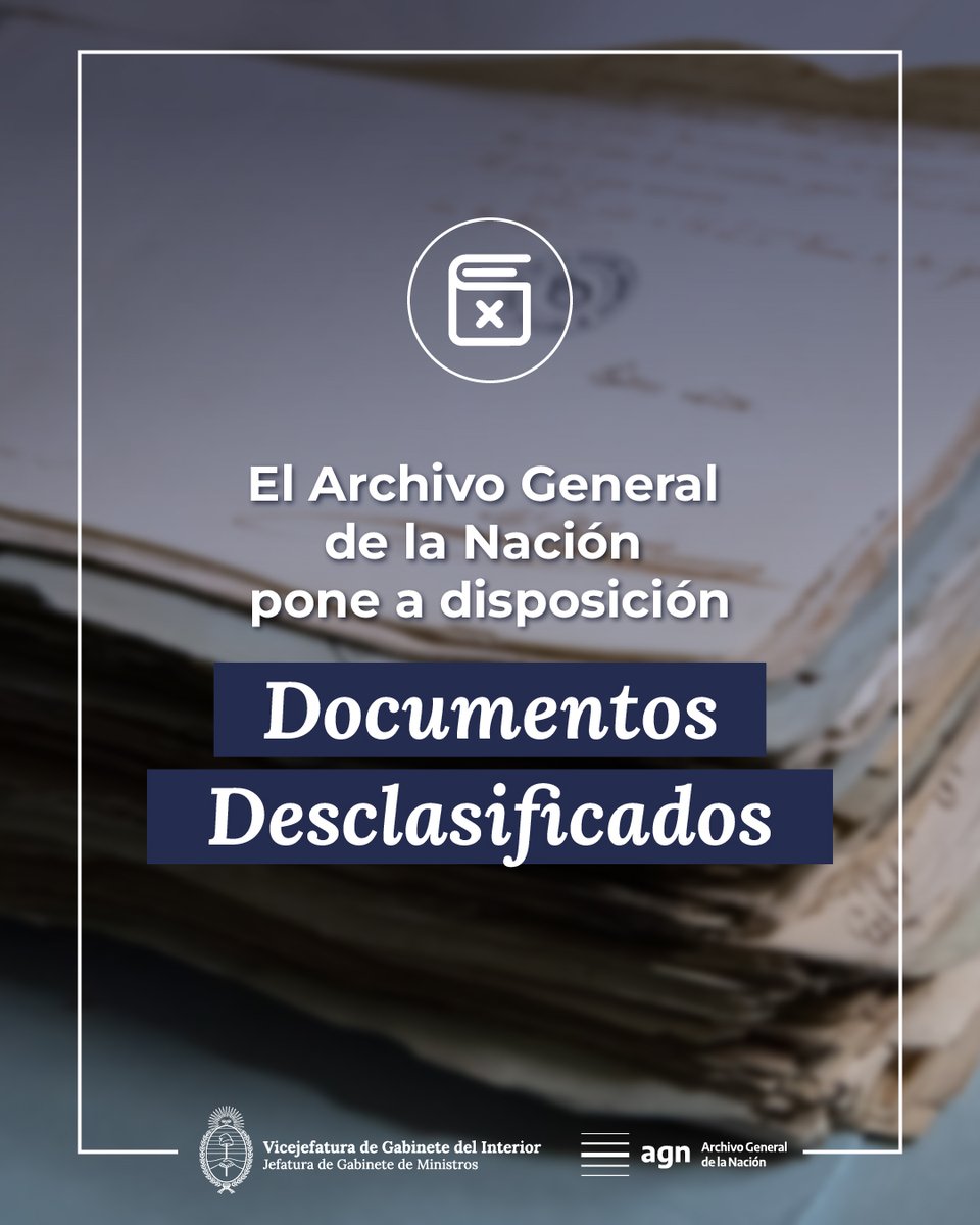 MInterior_AR's tweet photo. El Archivo General de la Nación hizo públicos documentos desclasificados sobre actividades nazis en Argentina y decretos presidenciales secretos.

Gracias a un extenso trabajo de restauración y digitalización, ahora podés acceder a más de 1850 informes y casi 1300 decretos clasificados.

Desde hoy, cualquier persona puede acceder y descargar estos documentos.

Conocé más ingresando en https://t.co/WK51GahRSz