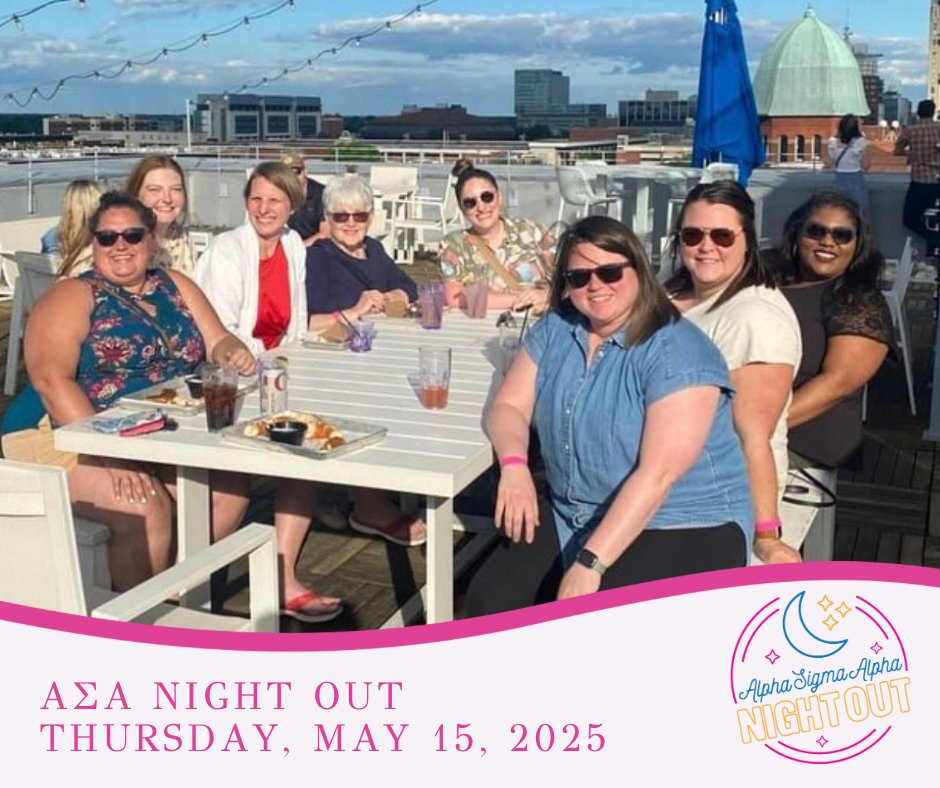 Make plans to come together with Alpha Sigma Alpha sisters by participating in AΣA Night Out on Thursday, May 15. What are you planning to do this year to celebrate AΣA Night Out?

Visit our website to find an event near you: alphasigmaalpha.org/home/alumnae-e…