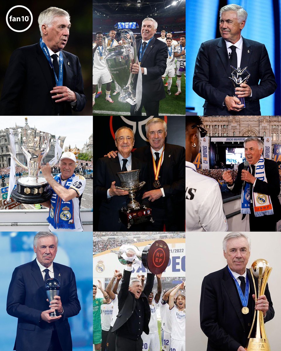 SoyFan10's tweet photo. El entrenador más ganador en la historia del club más grande de la historia.

🏆🏆 La Liga
🏆🏆 Copa Del Rey
🏆🏆🏆 Champions League
🏆🏆 Supercopa de España
🏆🏆🏆 UEFA Super Cup
🏆🏆 FIFA Mundial de Clubes
🏆 FIFA Copa Intercontinental

Carlo Ancelotti leyenda del Real Madrid. https://t.co/TON9yFrVax