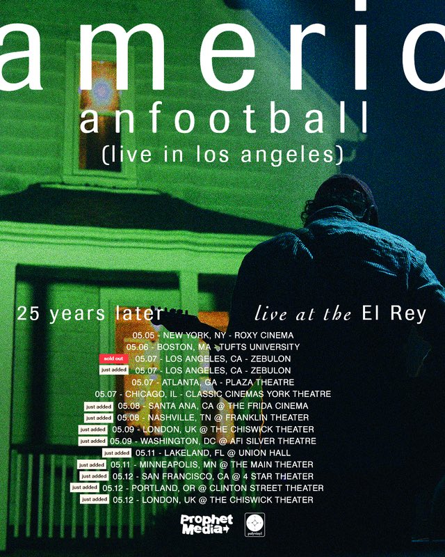 Wow very cool to see the response to the film💚As a result we’ve been able to add additional screenings in more cities - all are listed below and tickets are available now if you would like to attend any of the premieres😌 americanfootballmusic.com/film