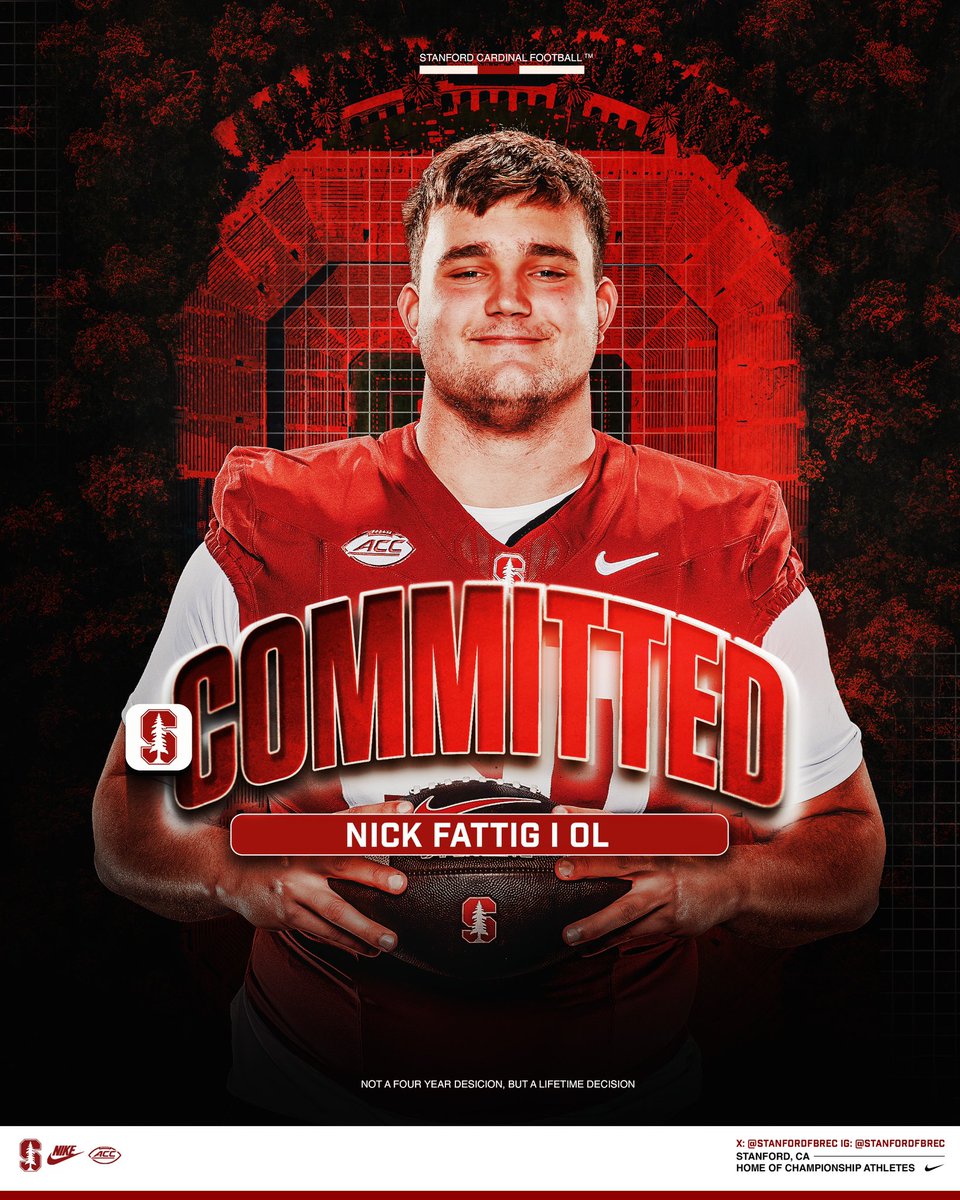 Nick Fattig (@nickfattig) on Twitter photo Happy to announce my commitment to <a href="/StanfordFball/">Stanford Football</a> ‼️ Thank you <a href="/AlNetter/">Coach Al Netter</a> <a href="/CoachPehrson/">Coach Preston Pehrson</a> <a href="/CaptAndrewLuck/">Capt. Andrew Luck</a> #GoCard 🌲 Happy to announce my commitment to <a href="/StanfordFball/">Stanford Football</a> ‼️ Thank you <a href="/AlNetter/">Coach Al Netter</a> <a href="/CoachPehrson/">Coach Preston Pehrson</a> <a href="/CaptAndrewLuck/">Capt. Andrew Luck</a> #GoCard 🌲