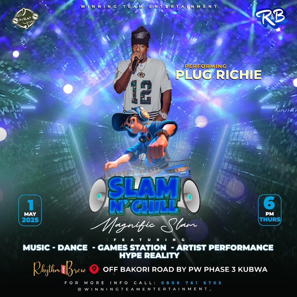 djslam70's tweet photo. This Thursday all road leads to #slamnchill with all the best in the industry 

@plug_rich625188 
@annydgram 
@Goldenwayne7 
@deejaymurf 
@magmoosir 

#Slamnchill https://t.co/DAtswTZAja