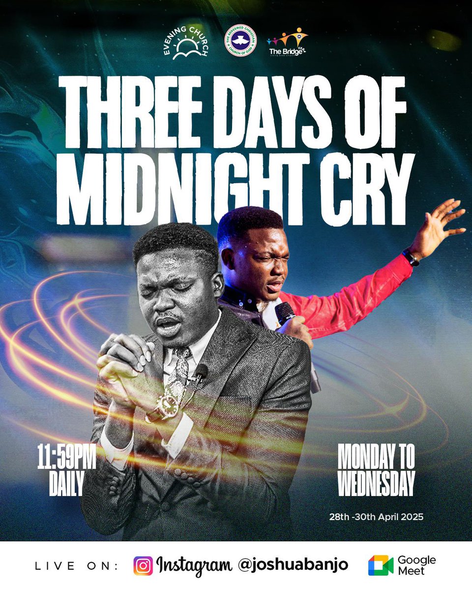 I’ll be leading online prayers for the next 3 days , starting tonight , you can join via the link 🔗 meet.google.com/ezo-zxew-zed see by 11:59pm WAT