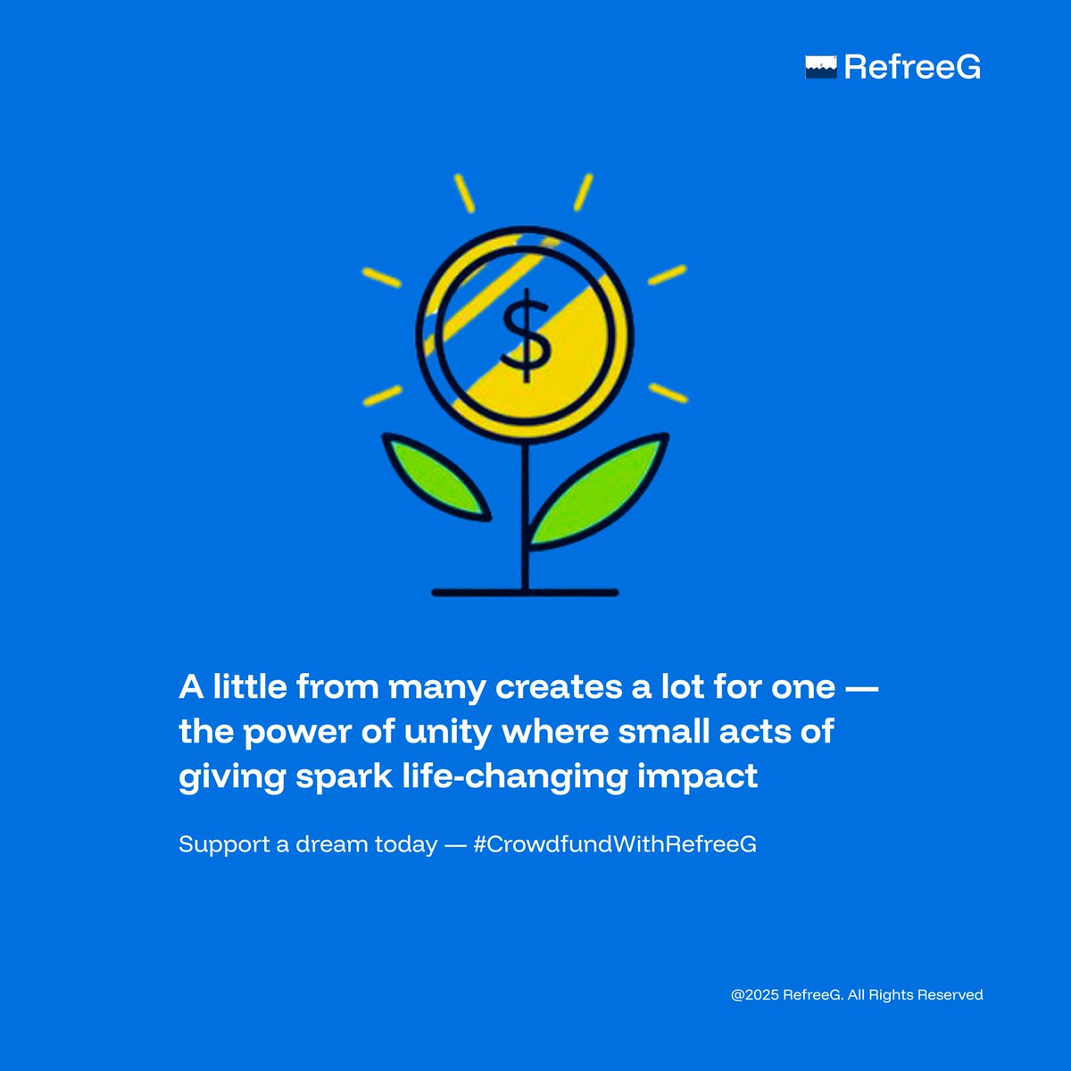 RefreeG's tweet photo. It doesn’t take a fortune to change a life.
When many give a little, we create something powerful together.
That’s the magic of community. That’s the spirit of RefreeG. 🌍✨
#GiveTogether #RefreeG #PowerOfMany https://t.co/h1va5i0vOG