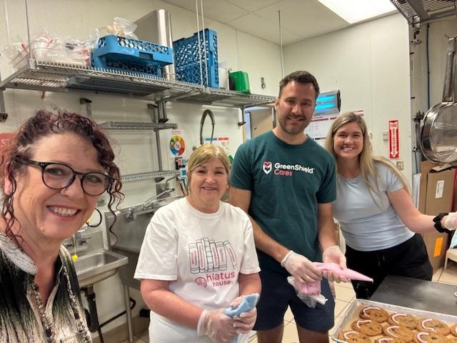 Kicking off the Smile Cookie campaign at the #TimHortons on Front Rd. in LaSalle with volunteers from  #HiatusHouse and Green Shield. 
Get your fundraising #smilecookies this week!