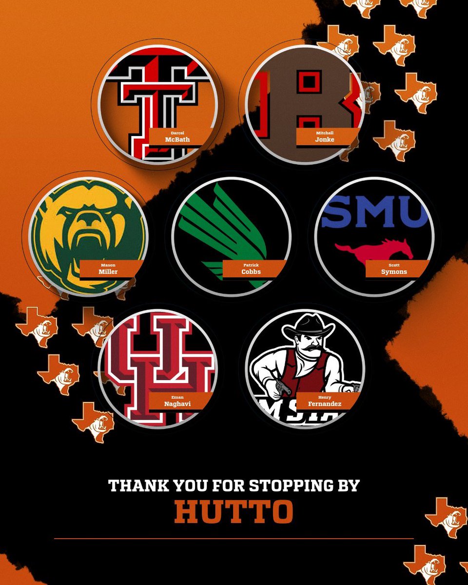 Eli Reinhart (@coachereinhart) on Twitter photo Great day at Hutto High School! Thank you to these schools for stopping by and checking out our kids! <a href="/HuttoHS_Fball/">Hutto Football</a> Great day at Hutto High School! Thank you to these schools for stopping by and checking out our kids! <a href="/HuttoHS_Fball/">Hutto Football</a>