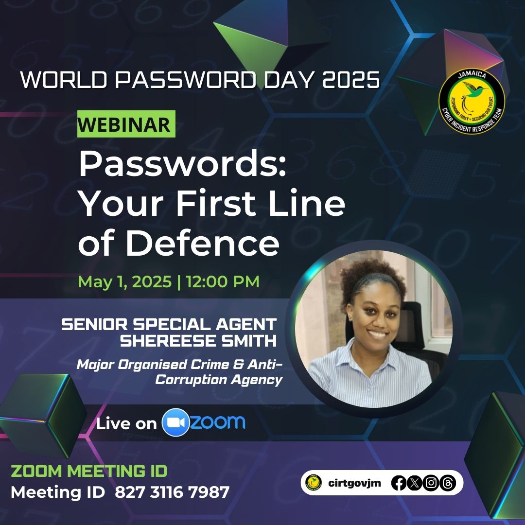 🔒 Strong passwords = Stronger security!
Join us for our World Password Day Webinar and discover how small changes can make a big impact on your security.
📅 Date: May 1, 2025
📍 Zoom Link: us02web.zoom.us/j/82731167987

#WorldPasswordDay #Cybersecurity #StaySecure
