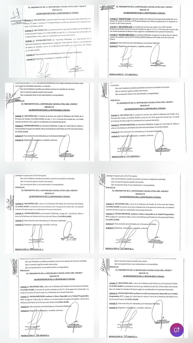 Ustedes pensaban que solo pagamos viajes y viáticos a los diputados y a Ricardo Sastre, secretario polìtico de Arriba Chubut?
Nooo!
También le pagamos a Claudia Bard:
▪️10 días a CABA
▪️9 días a Comodoro
 ▪️Le pagaron 2 veces el 10/08: Res 255 y 282 P.H.L.
Hola Gustavo Menna...